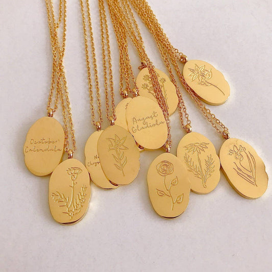 NEW STAINLESS STEEL DECEMBER FLOWER NECKLACE_CWMM3770