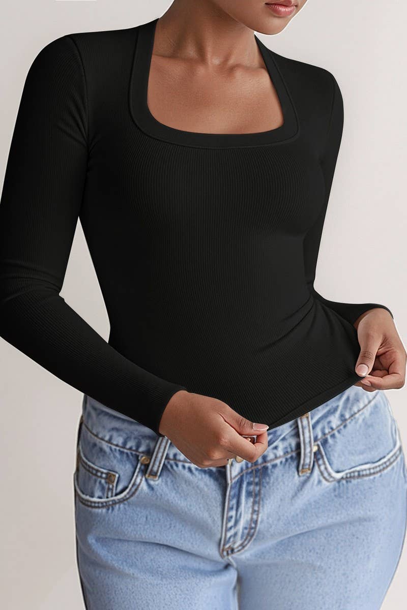 CWTBLL01036_SOLID LONG SLEEVE SLIM FIT BASE TOP