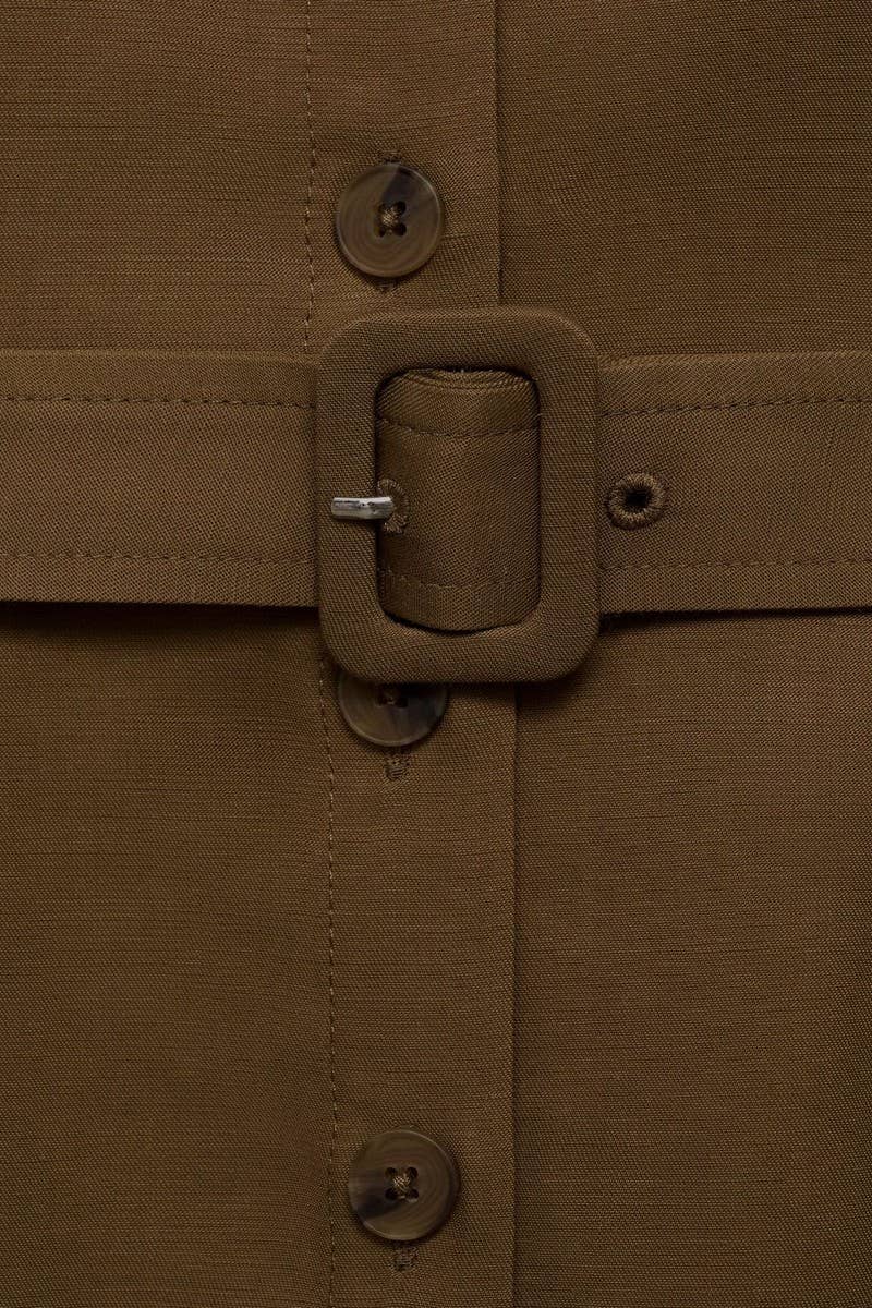 CWTDSSL0018_V-NECK SLEEVELESS BELTED SPLIT SHIRT MAXI DRESS