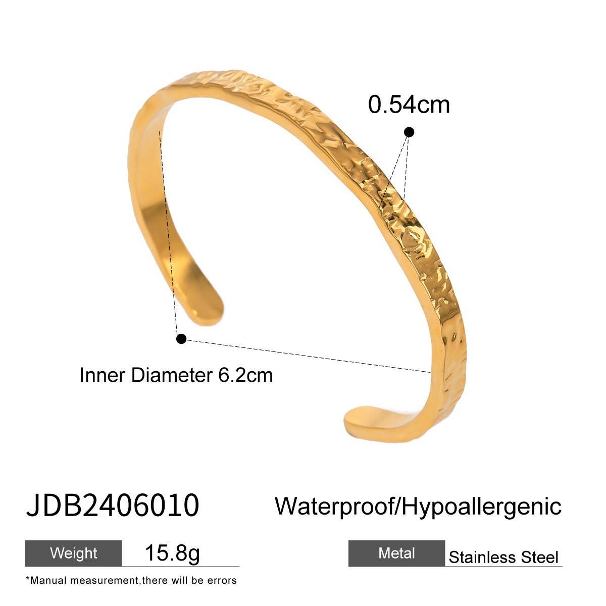 Gold Stainless Steel Pearl Open Cuff Bracelet