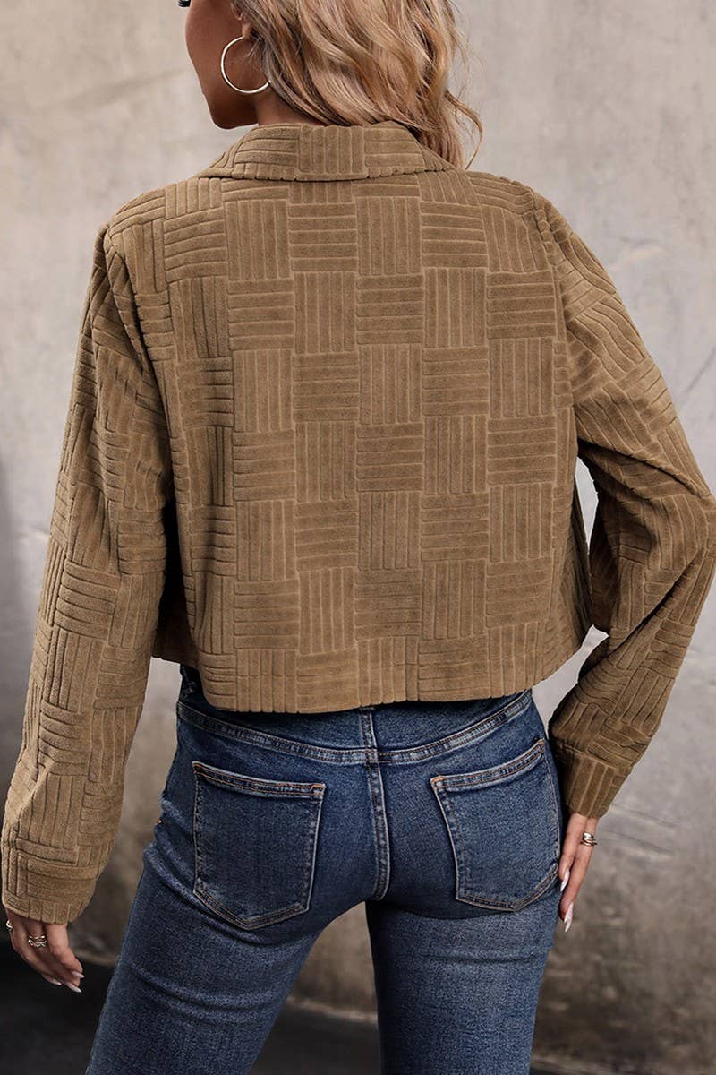 CWOJA0823_CORDUROY TEXTURED JACKET SHORT LAPEL COAT