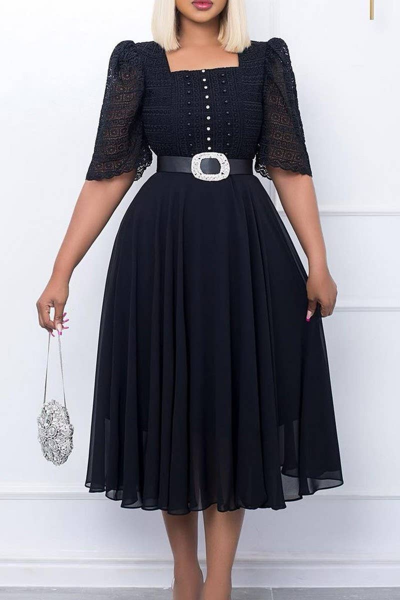 CWDMD1727_PLUS SIZE BELTED LONG DRESS