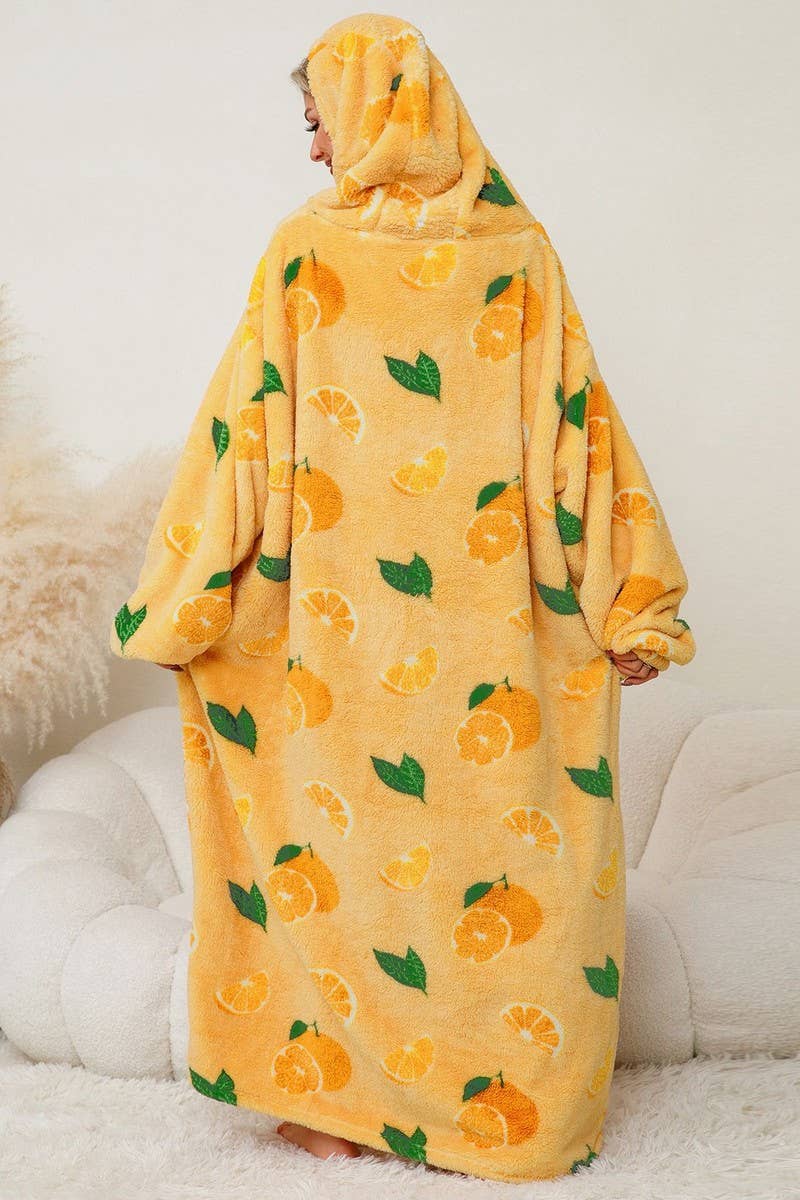 CWSPJ0141_THICK CORAL FLEECE HOODED LONG HOME ROBE