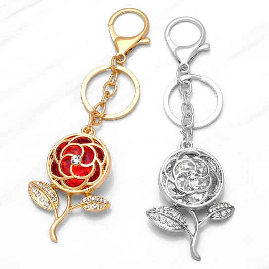 ROSE KEYCHAIN SPARKLING FLOWER KEYRING