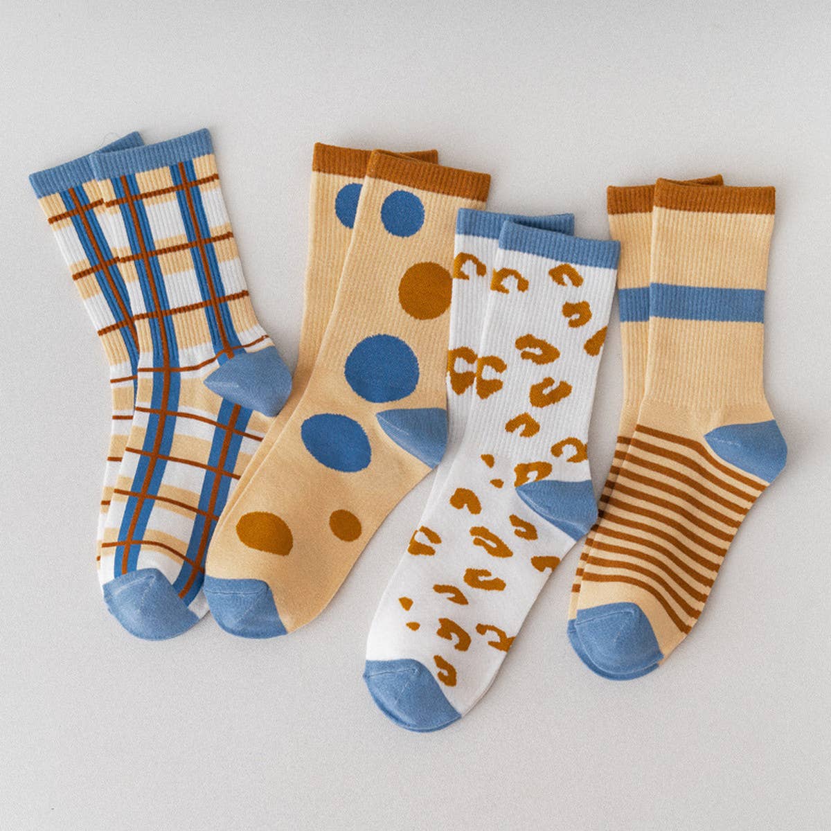 NEW CUTE BLUE PLAID SOCKS