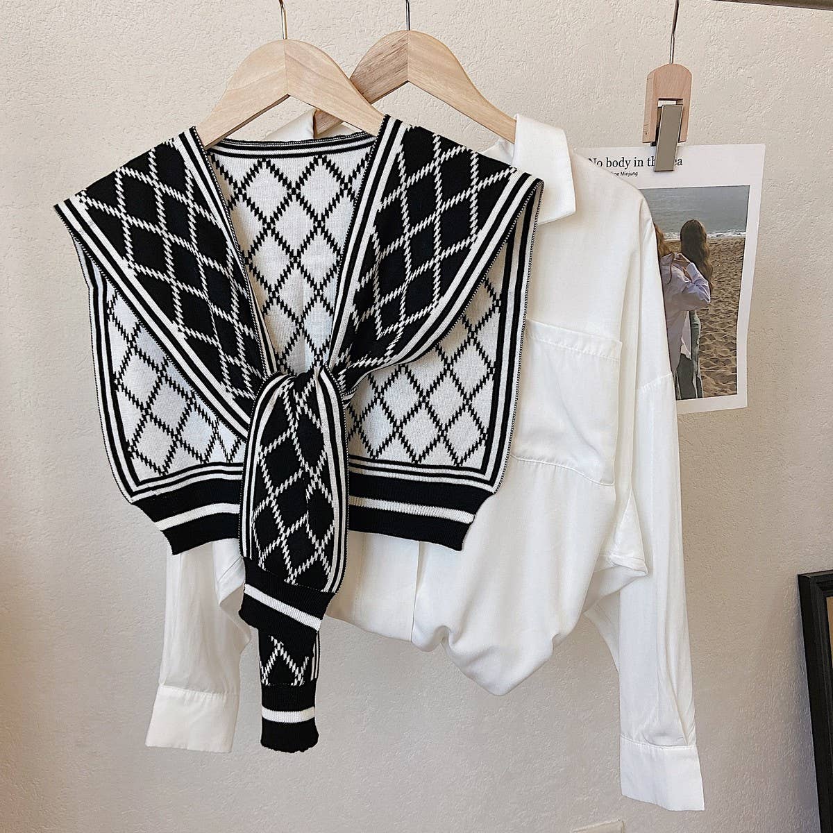 CWASC03122_STRIPED KNIT SHAWL SCARF FOR WOMEN