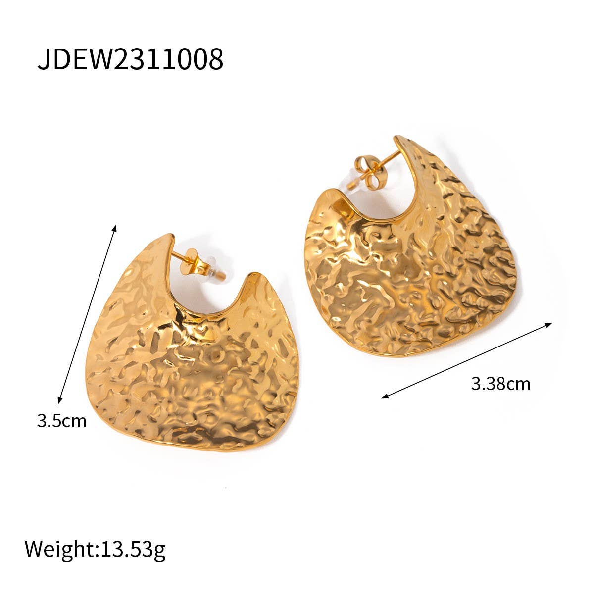 GEOMETRIC STAINLESS STEEL WRINKLE STUD EARRINGS