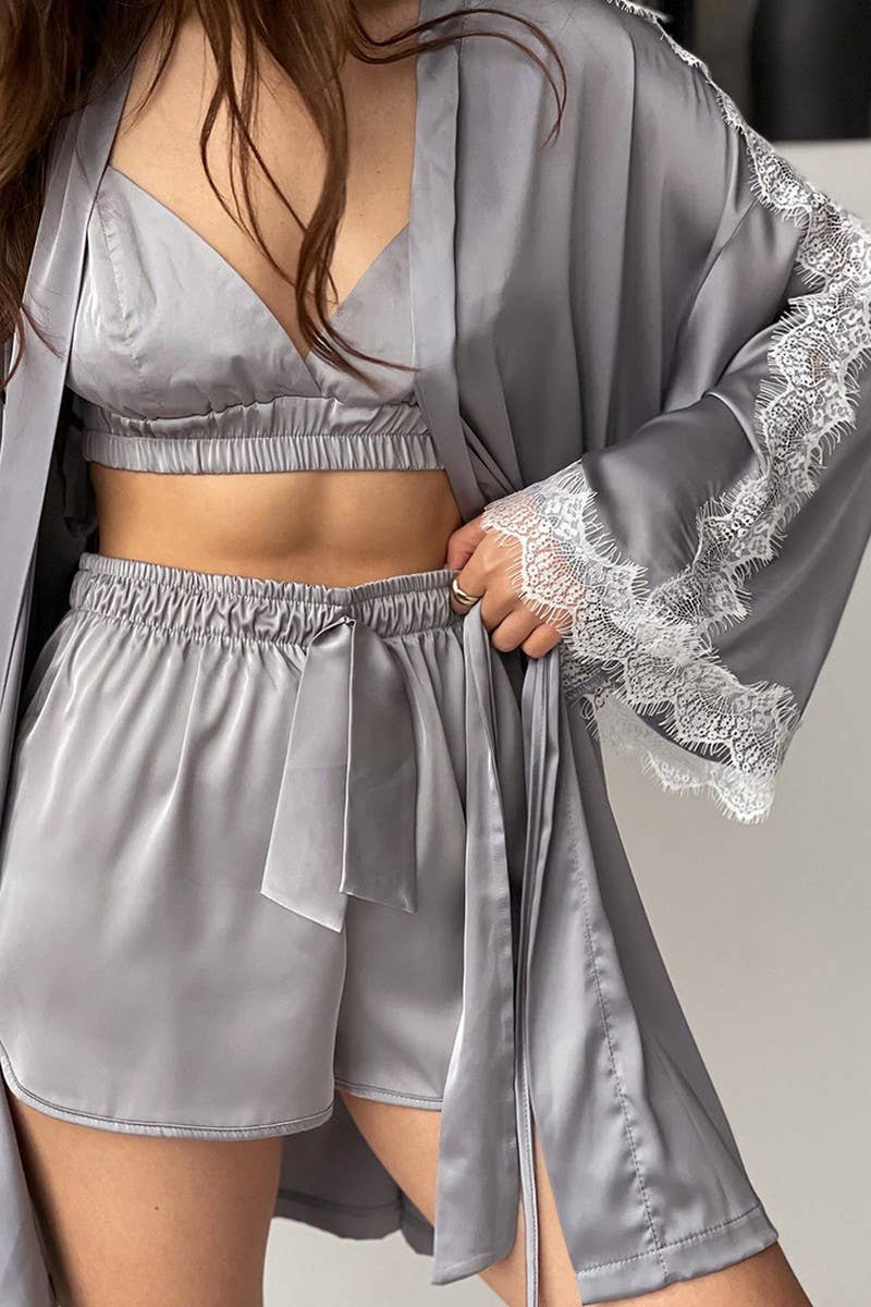 CWSPJ0268_LACE TRIM LONG SLEEVE NIGHTGOWN THREE PIECE SET