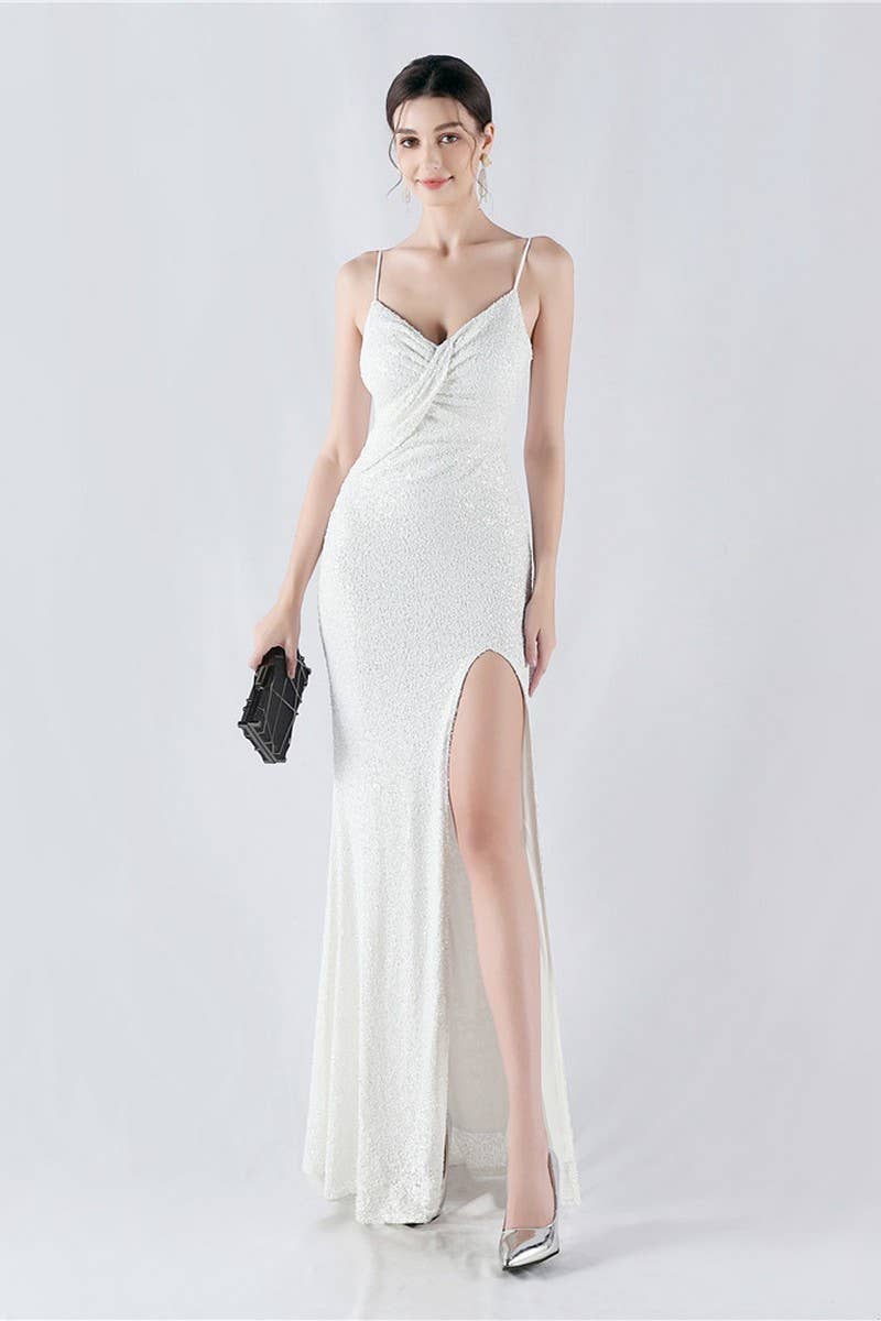 CWDMD4825_ELEGANT SEXY HIGH-SLIT SLING EVENING DRESS