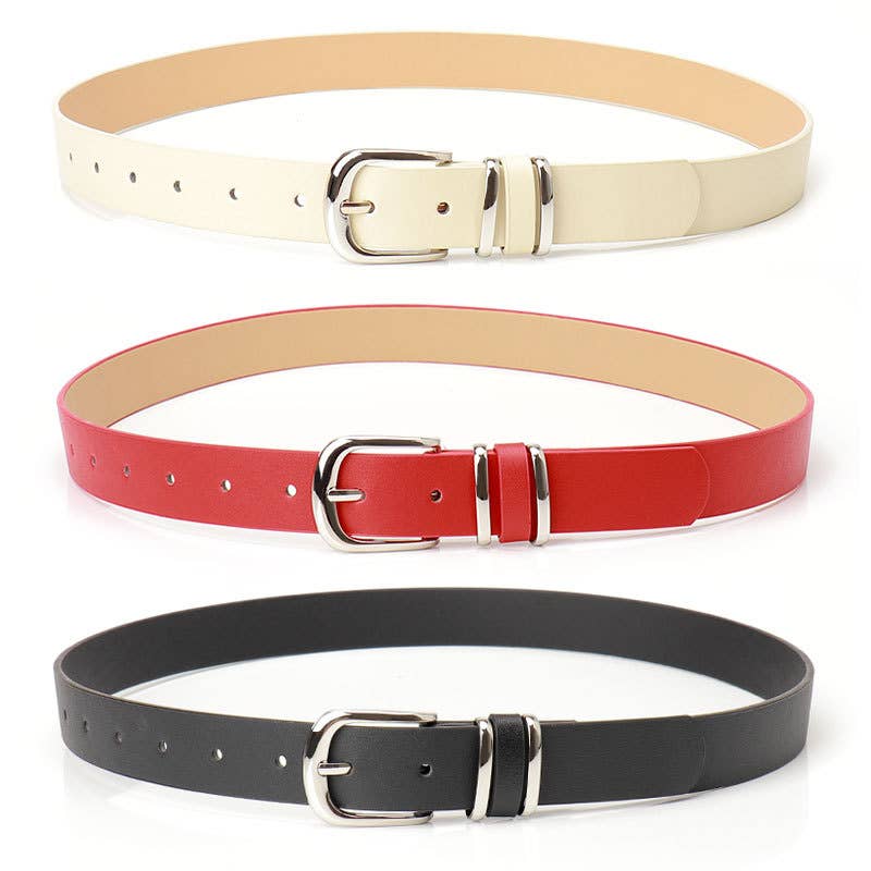 Leopard-print double ring women's belt