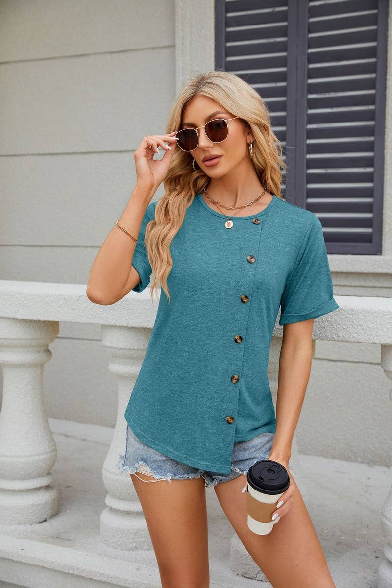 CWTTS0841_Round Neck Short Sleeve Knit Top