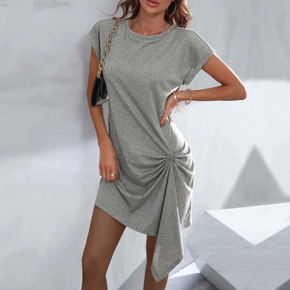 Casual round-neck knitted irregular dress