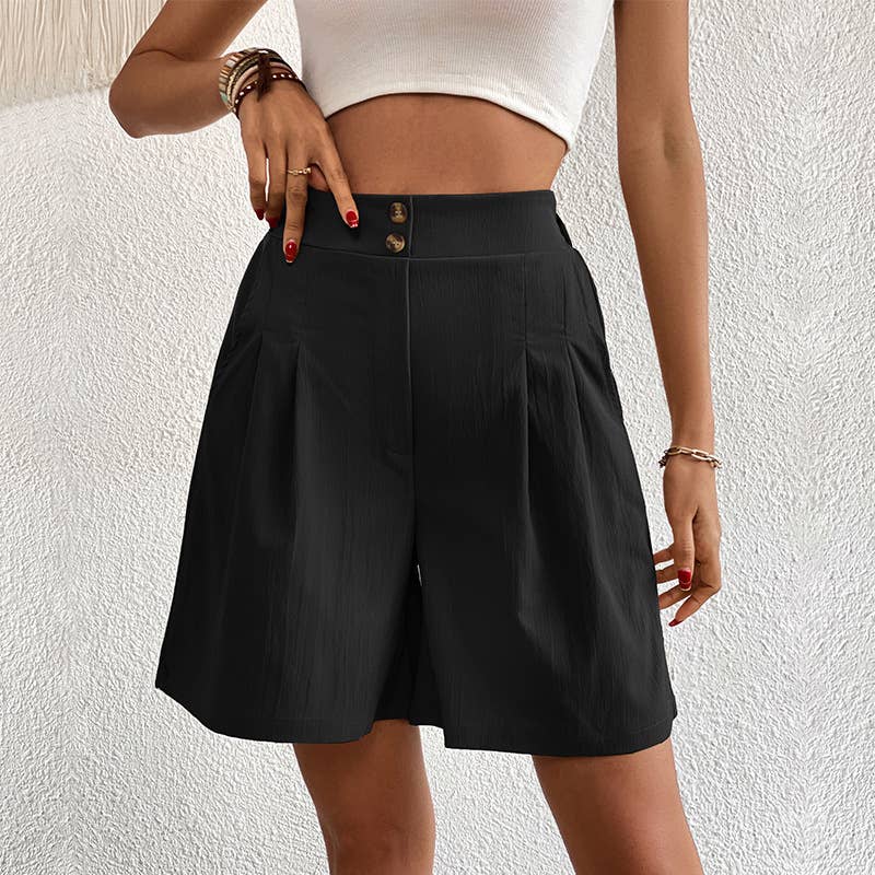Elegant commuter high-waisted wide-leg shorts