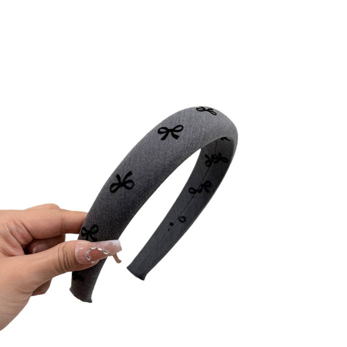 CWAHA4495_NEW FLOCKING VERSATILE BOW TIE HEADBAND