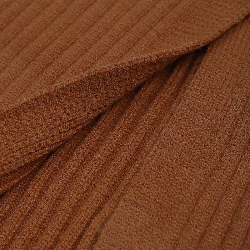 CASUAL KNIT WRAP HIP SPLIT BUTTON COMMUTER SKIRT