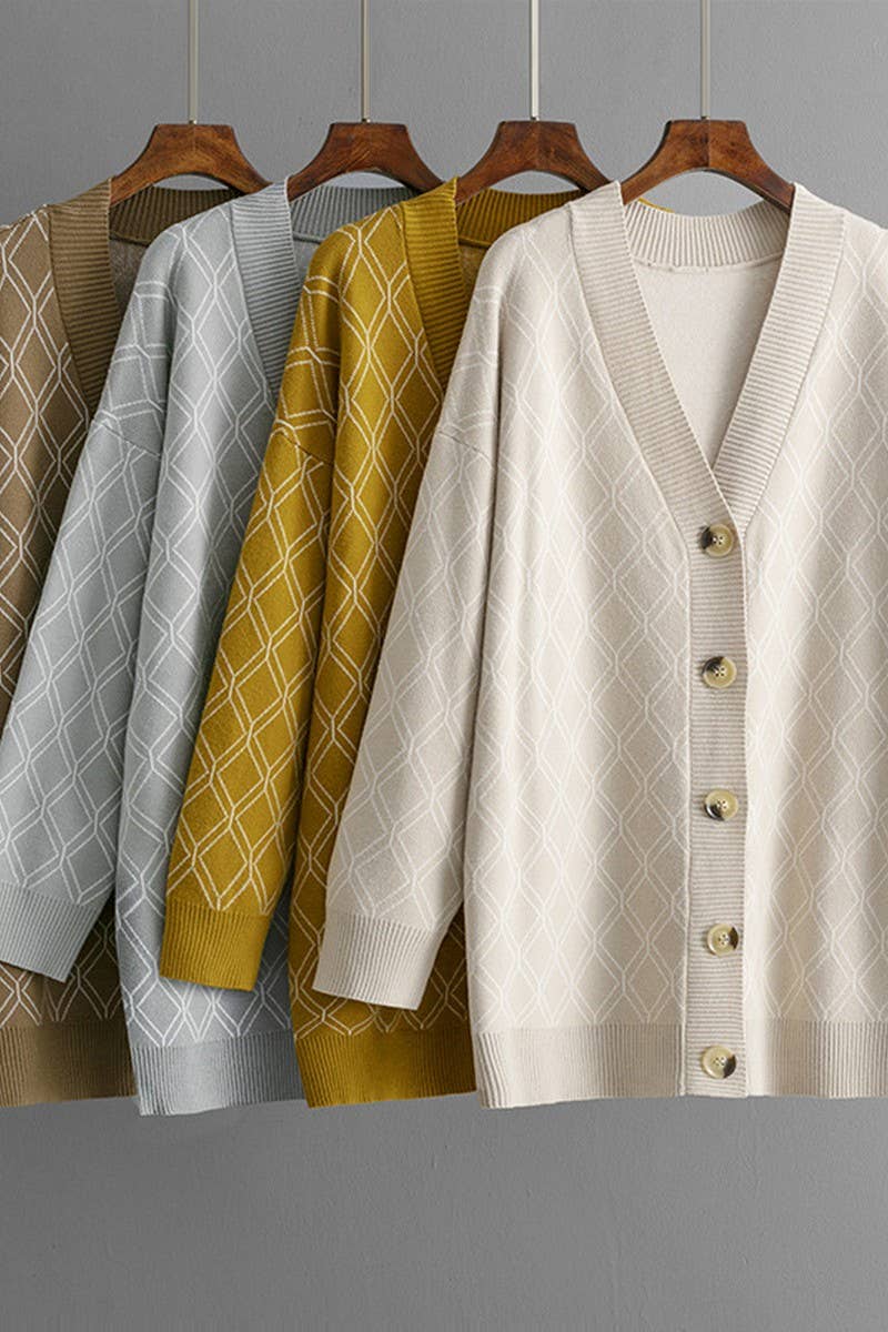 CWOCAL00662_CASUAL LOOSE DIAMOND KNIT CARDIGAN