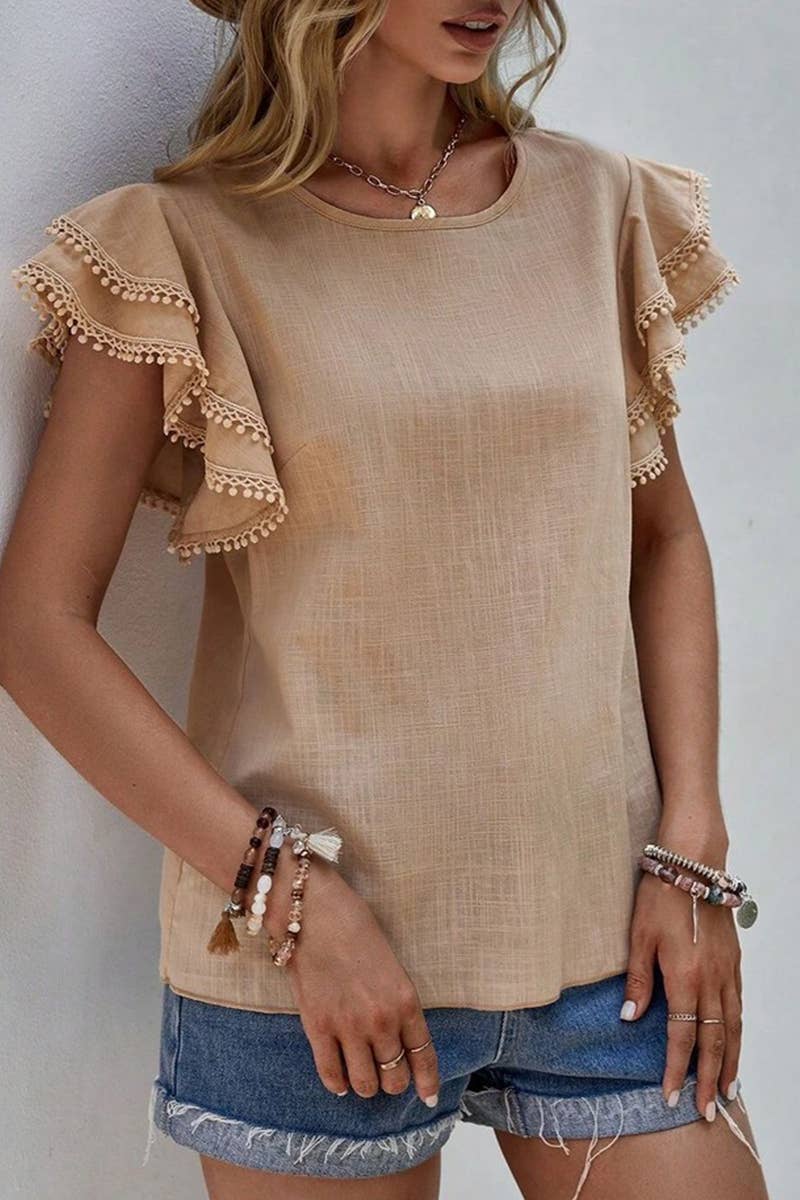 CWTSTS0665_WOMEN'S CASUAL ROUND NECK SUMMER LOOSE SHIRT