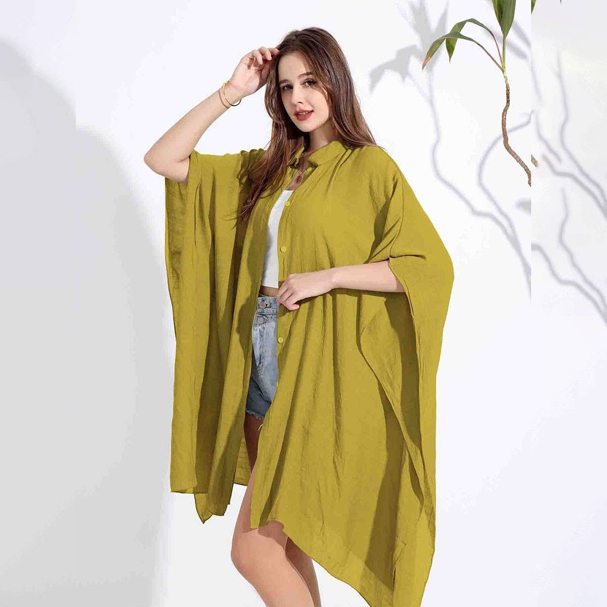 Bamboo Cotton Beach Shawl Sun Protection Cardigan_CWMM6303