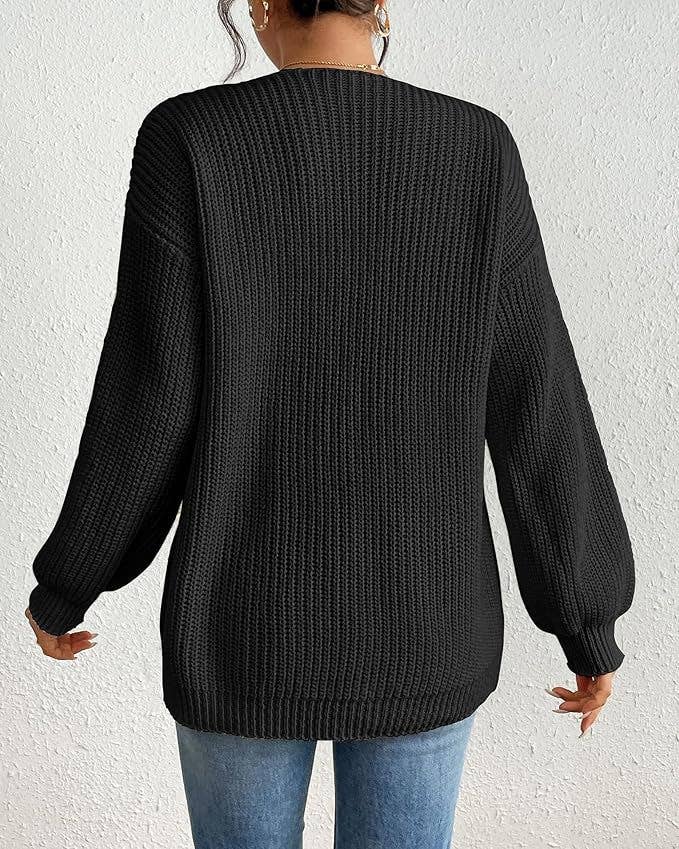 CASUAL COARSE CARDIGAN SOLID COLOR LOOSE COAT