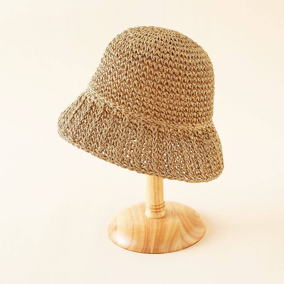 PASTORAL STYLE BEACH STRAW BUCKET HAT_CWAH1416