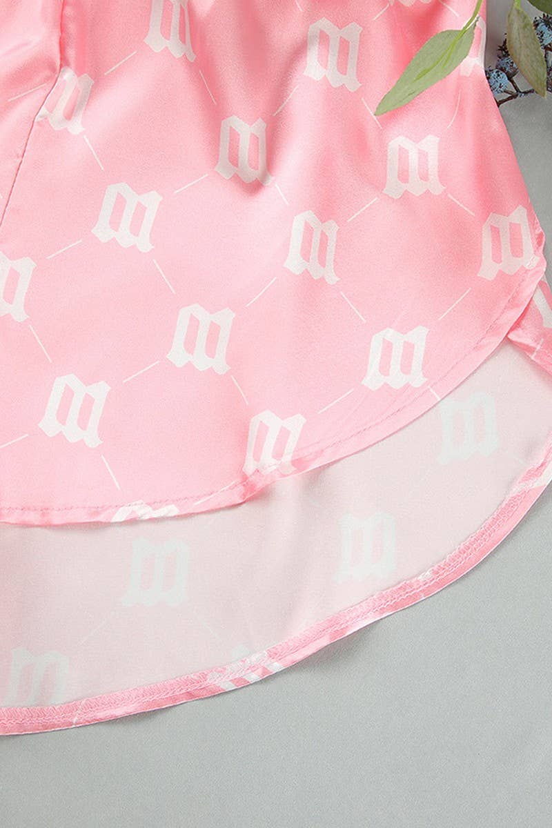 CWSPJ0083_PRINTED SHORT SLEEVED SHIRT SHORTS PAJAMAS SET