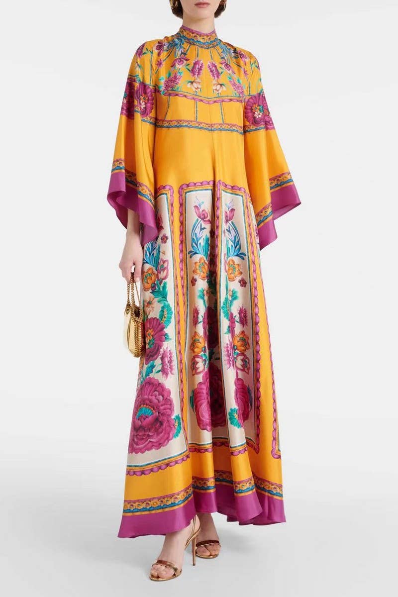 CWDMD5473_SUMMER THREE-QUARTER SLEEVE STAND COLLAR DRESS