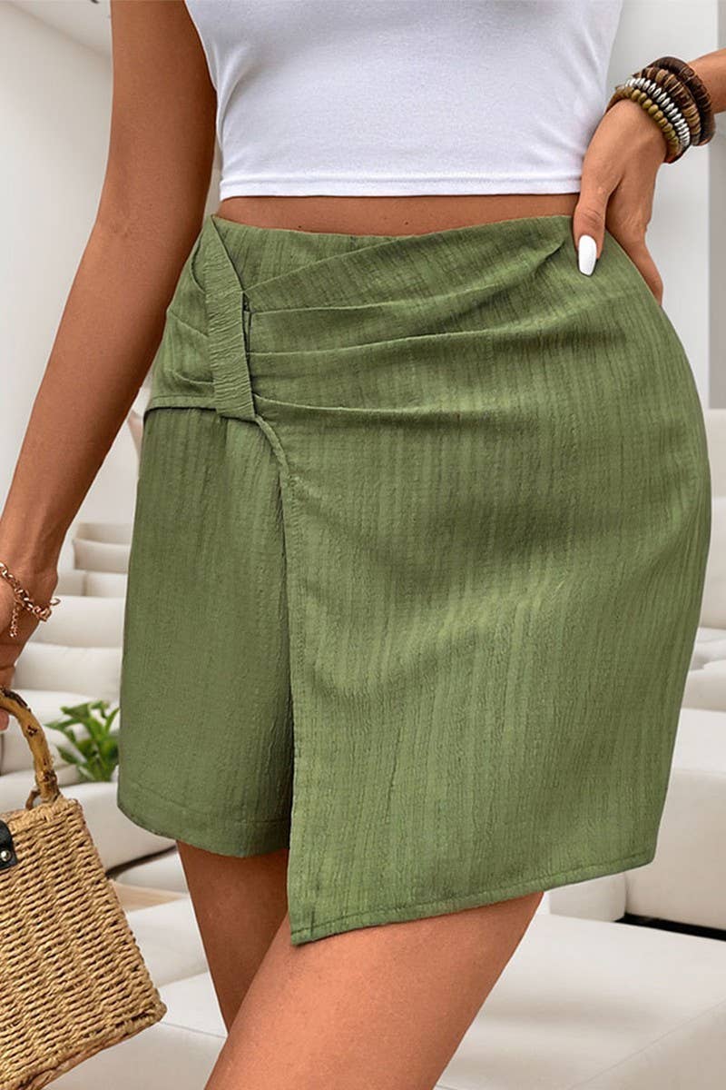 CWBSP0427_SOLID COLOR HIGH WAIST TEXTURED CULOTTES