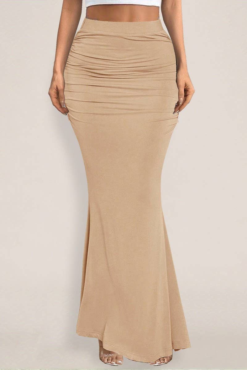 CWBLS0427_SUMMER SEXY HIGH-WAISTED RUCHED MAXI SKIRT