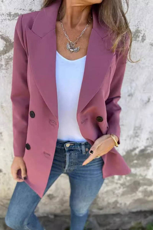 CWOCO1275_SOLID CASUAL LONG SLEEVE BLAZER JACKET