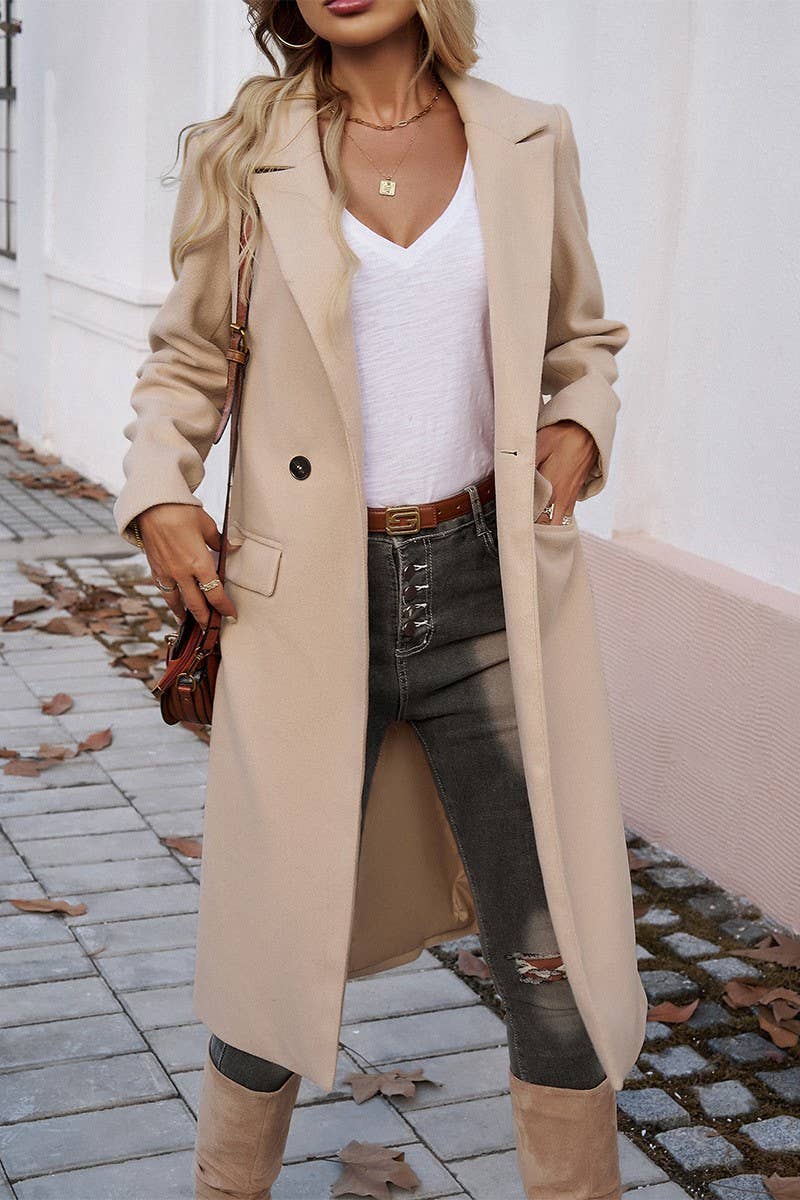 CWOCO0258_V NECK LONG SLEEVE WOOLEN COAT