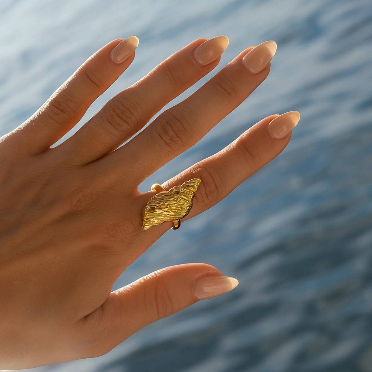 STAINLESS STEEL CONCH RING OCEAN THEME JEWELRY_CWAJE1225
