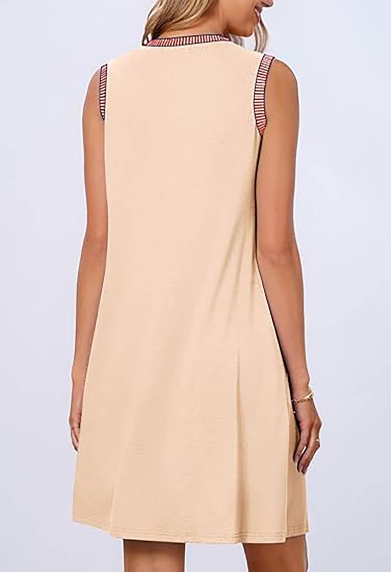 CREW-NECK LOOSE CASUAL SLEEVELESS MINI DRESS