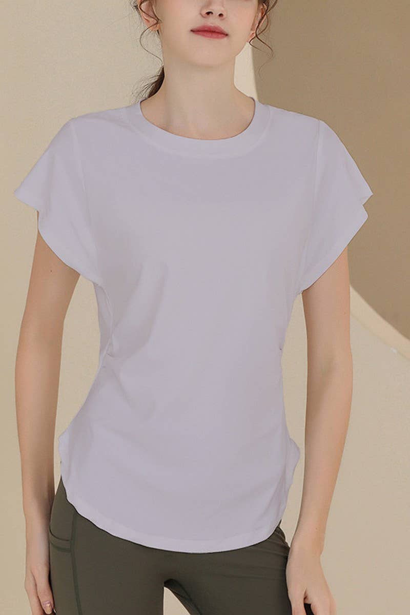 CWTSTS0394_ROUND NECK SHORT SLEEVE FITNESS YOGA TOP