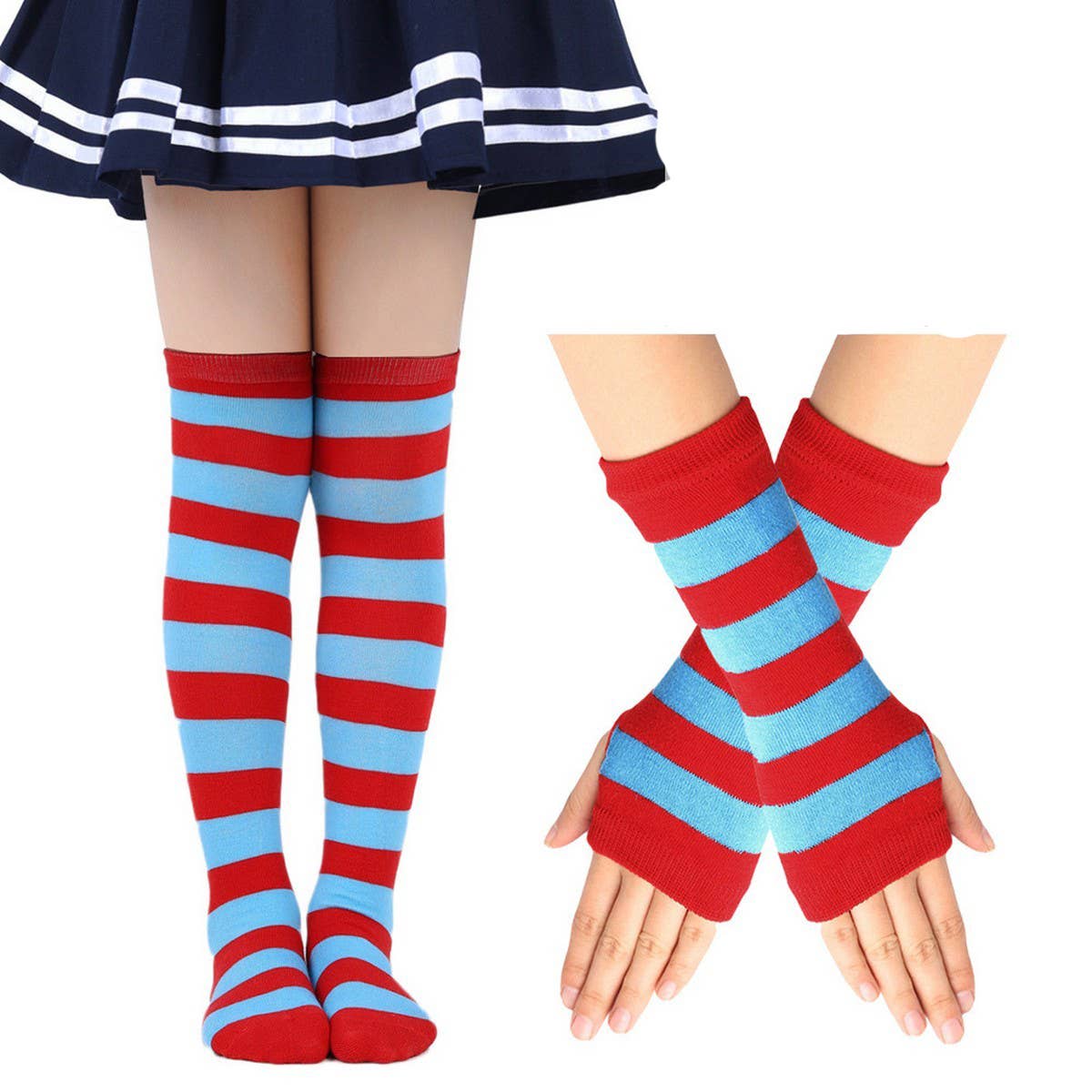 CWMM10087_CHRISTMAS STRIPED SOCKS &AMP GLOVES SET