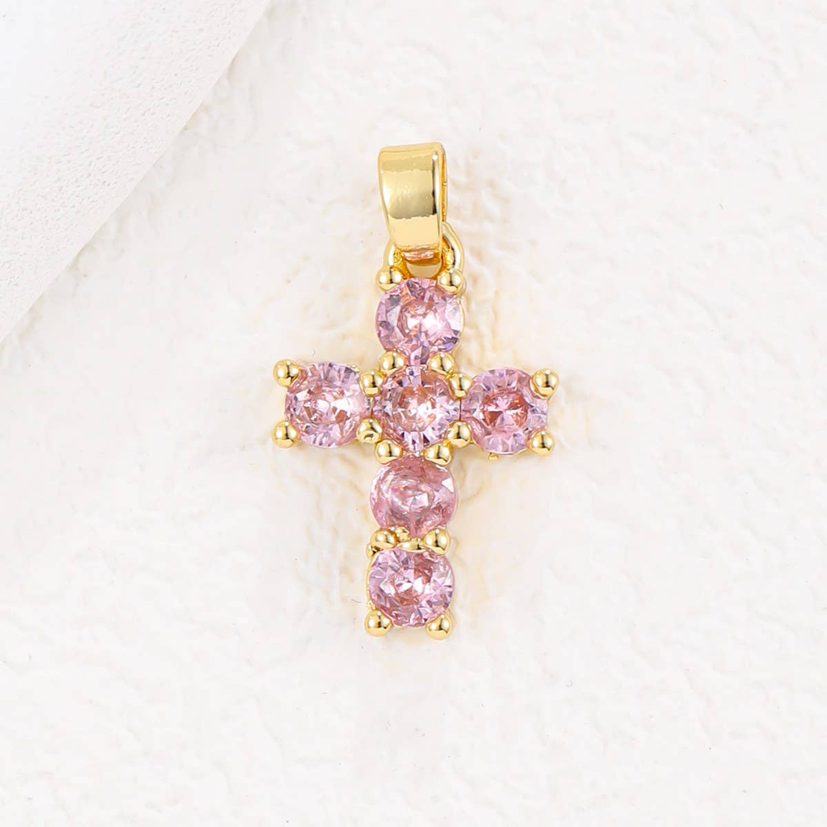Colorful Zircon December Cross Pendant Necklace