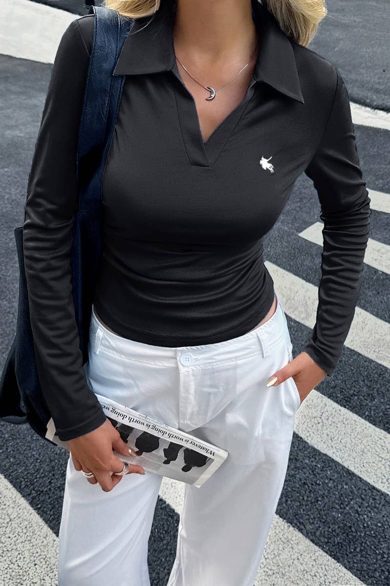 CWTBLL01050_COMMUTING SOLID COLOR LONG-SLEEVED T-SHIRT