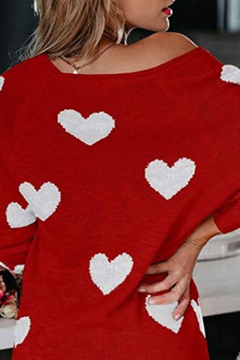 CWOSWL6739_WINTER LOVE V-NECK LONG-SLEEVED SWEATER