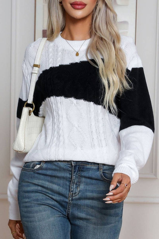 CWOSWL6426_LONG-SLEEVED BAGGY SWEATER IN CONTRASTING COLORS