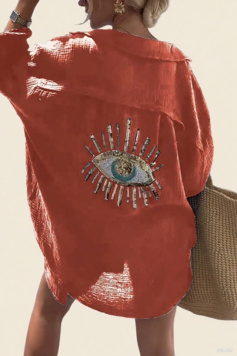 CWTBLS02462_LAPEL LONG SLEEVE COTTON LINEN CASUAL SHIRT