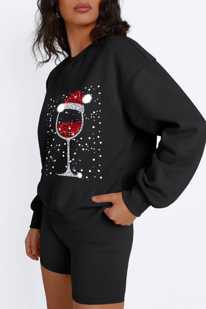 CWTBLL2464_ROUND NECK PRINTED CHRISTMAS SWEATSHIRT