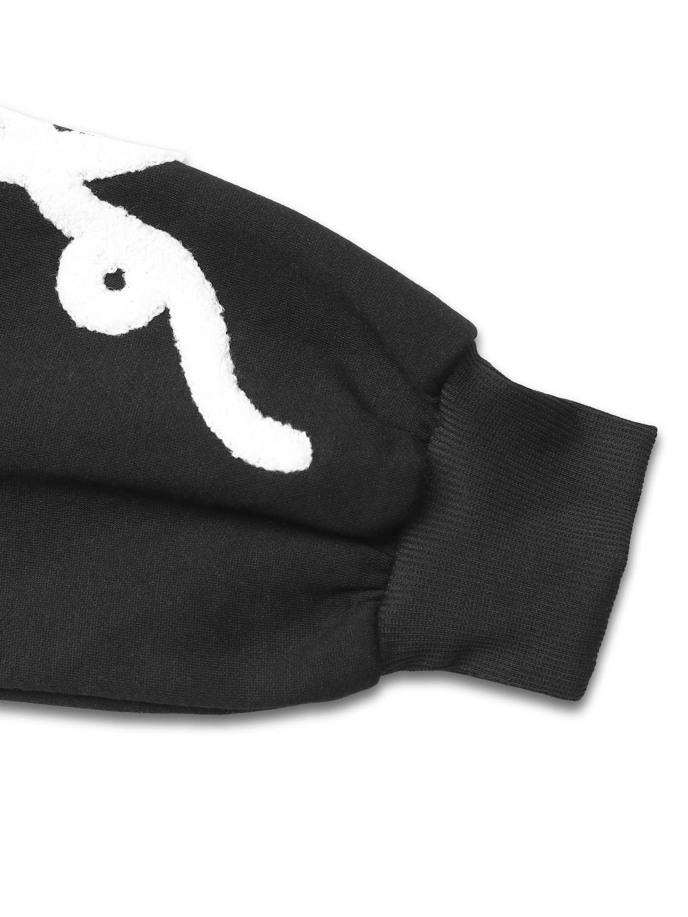 CASUAL ROUND NECK LOVE TOWEL EMBROIDERED HOODIE