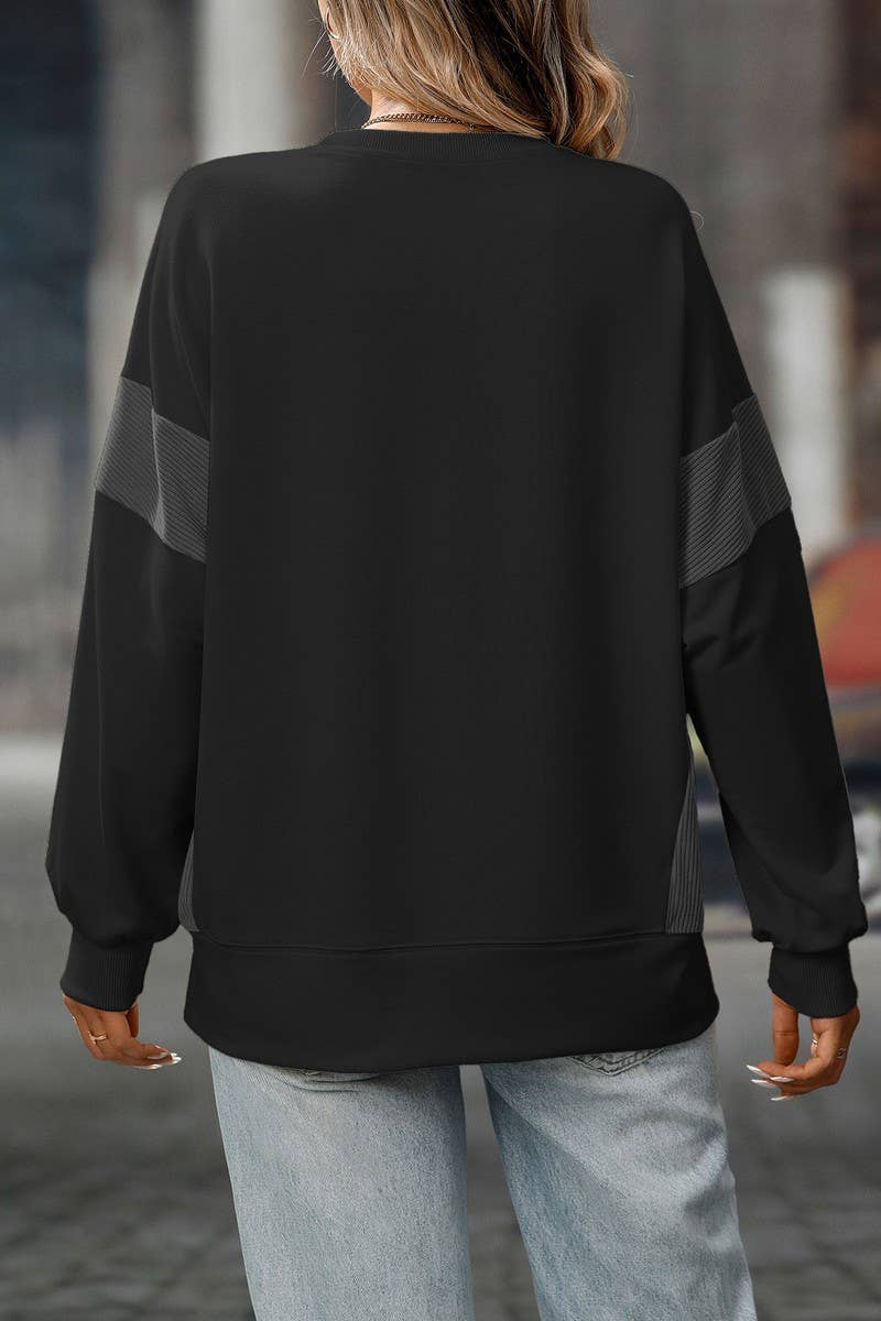 CWTBLL00828_COLORBLOCK CREWNECK CASUAL LOOSE SWEATSHIRT