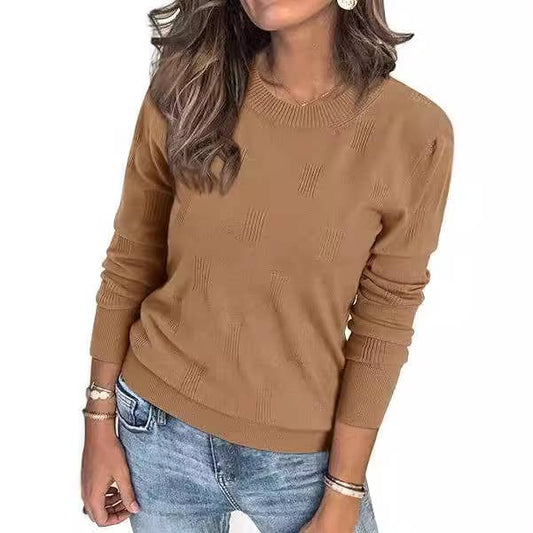 CASUAL COMMUTER PULLOVER SWEATER WITH THREAD NECK