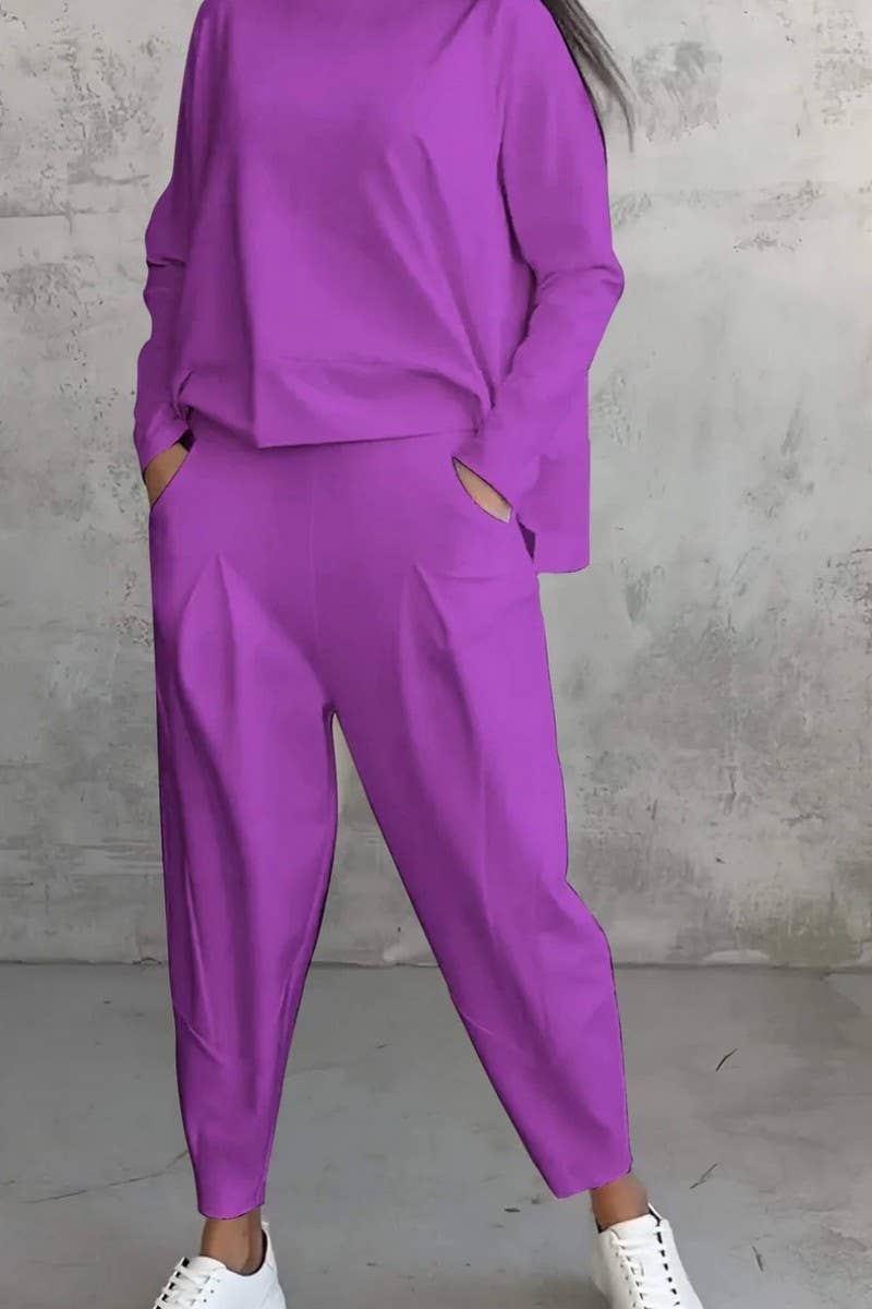 CWSTB00384_SOLID CREWNECK LONG SLEEVE LONG PANTS SET