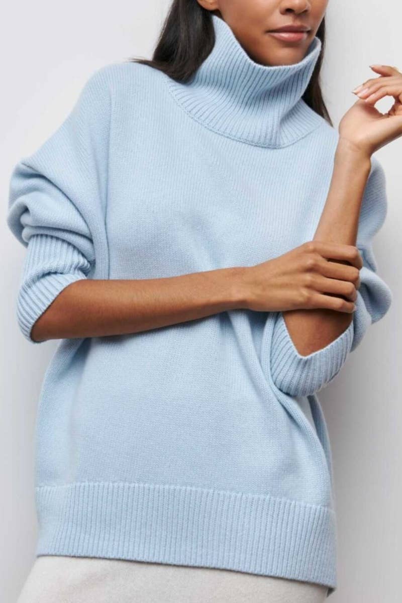 CWOSWL6629_TURTLENECK SOLID COLOR LONG-SLEEVED SWEATER