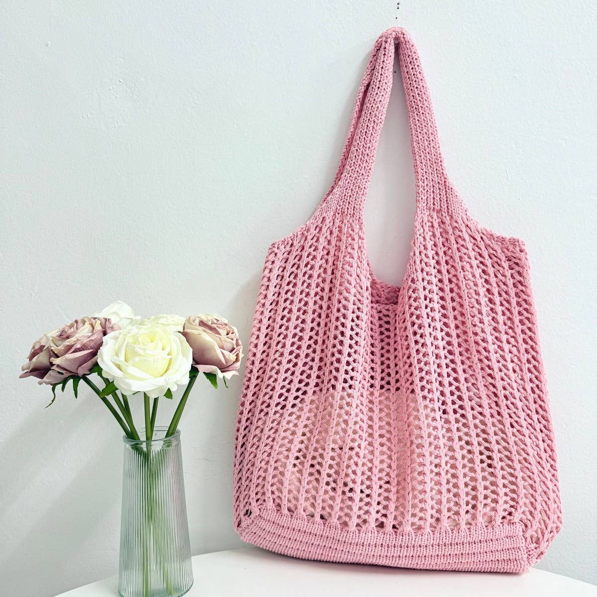 CUAB00636_2025 LARGE CAPACITY BOHO KNIT TOTE BEACH BAG