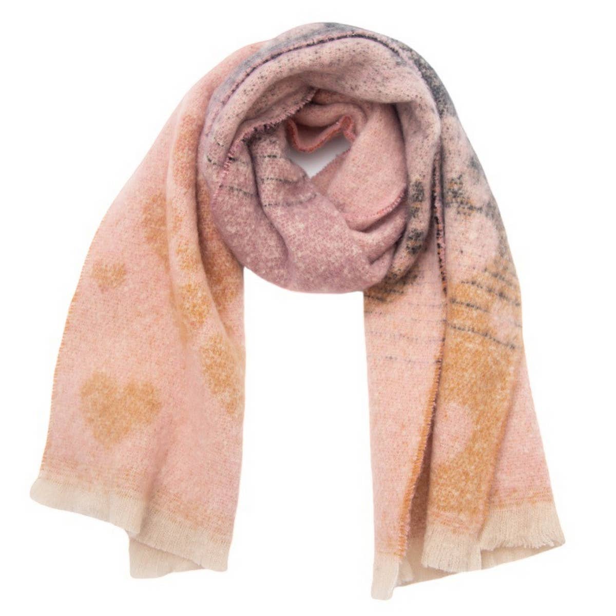 Heart Pattern Circle Yarn Scarf - Women's Wrap