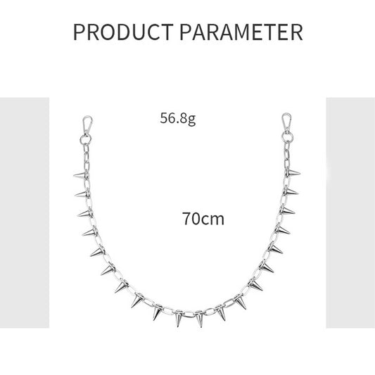 VINTAGE RIVET DECORATION WAIST CHAIN PANTS CHAIN