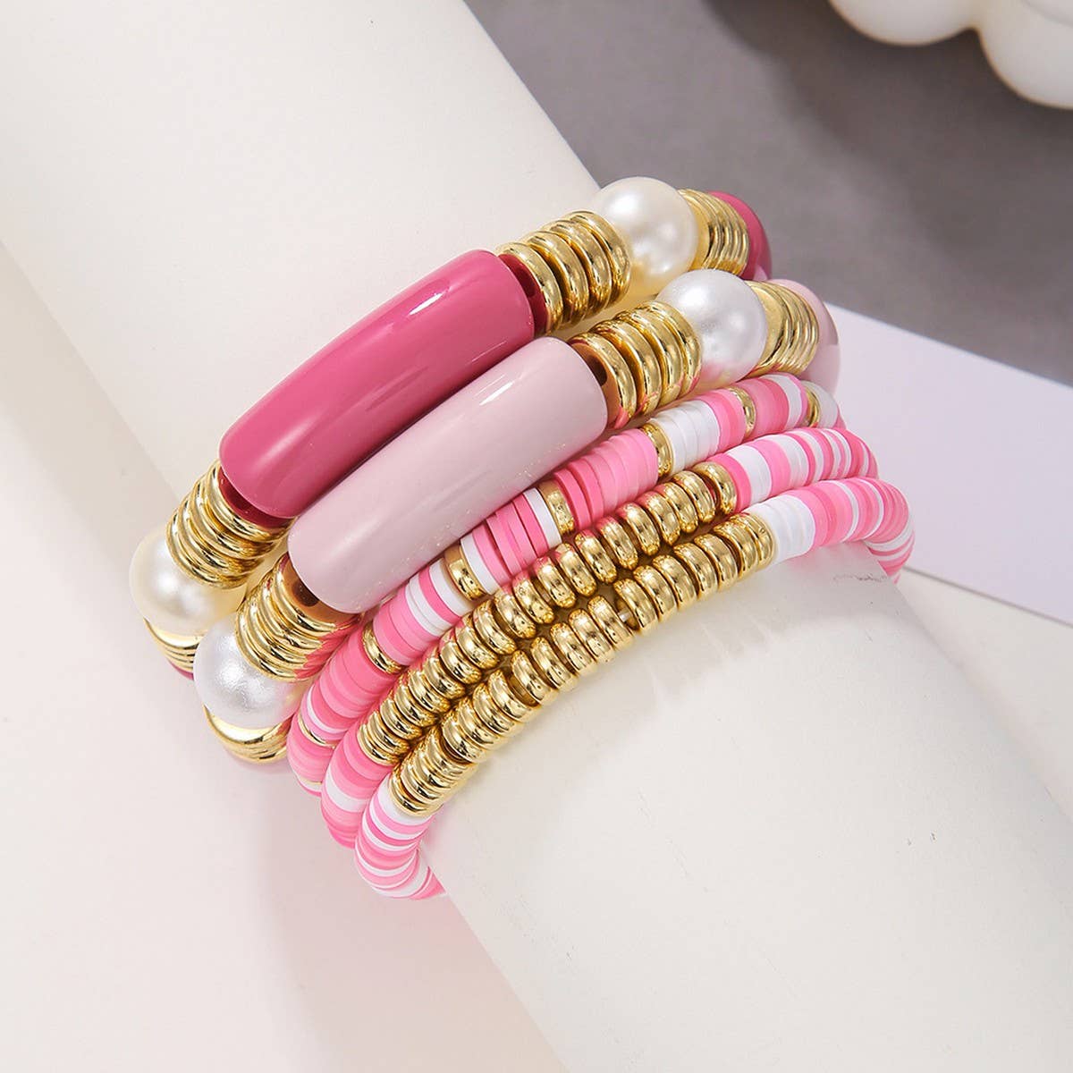 ETHNIC STYLE COLORFUL SOFT CLAY ACRYLIC BRACELETSET
