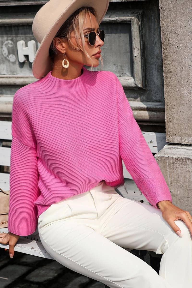 CWTSTL431_Oversized Long Sleeve Crew Neck Pullover Sweater